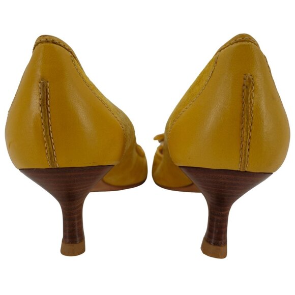 Giuseppe Zanotti Italy Mustard Suede Tasseled Kitten Heels Womens 8B Dress Shoes - Picture 4 of 11